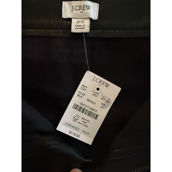 NWT J. CREW Women's Faux Leather Pants Size 25 High Rise Straight Leg Demi Boot - Picture 7 of 10